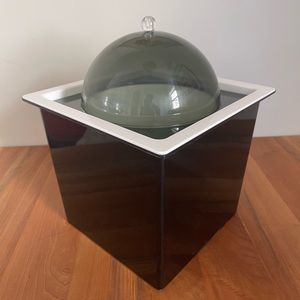 Vintage Atomic MCM Smoked Gray Acrylic Hot Cold Ice Bucket w Lid